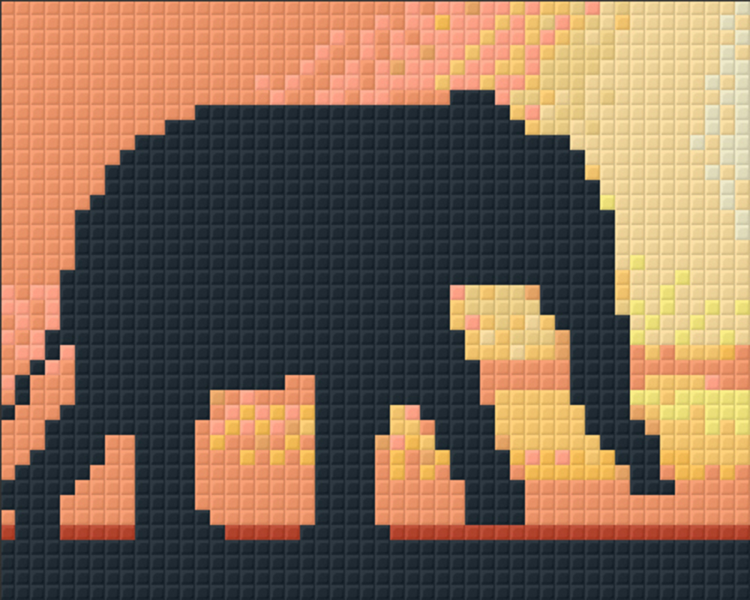 Elephant Silhouette One [1] Baseplate PixelHobby Mini-mosaic Art Kit image 0